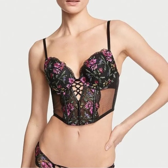 Victoria's Secret Other - NWT Victorias Secret Floral Embroidered Push Up Corset Top